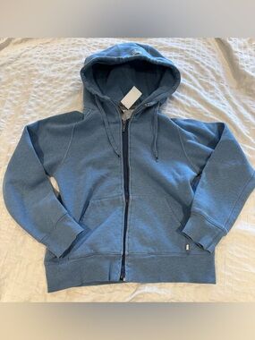 Aritzia Tna Cotton & Fleece Boyfriend Zip-Up Hoodie Blue Women’s Size M GUC